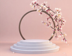 Cosmetic product promotion stand mock up banner, Graphic Resources for 3d Rendering Mockup background.	