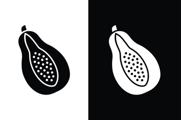 papaya fruit icon. Papaya slices or portion icon clean simple silhouette black