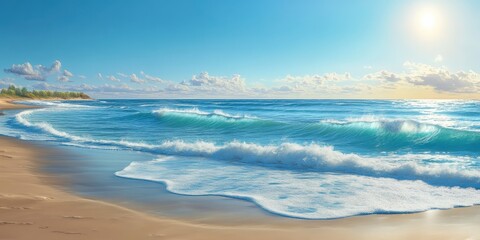 Fototapeta premium A sunny beach with gentle waves 