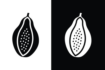 papaya fruit icon. Papaya slices or portion icon clean simple silhouette black white background