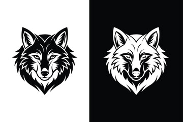 Simple Wolf Head icon silhouette Vector Illustration black white background