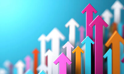 A series of colorful arrows pointing upwards