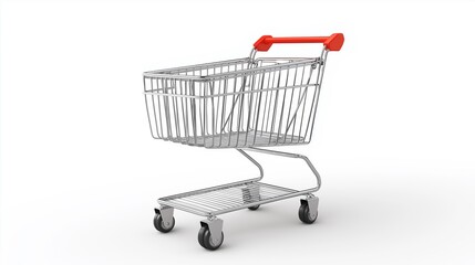 A shopping cart on a white background.