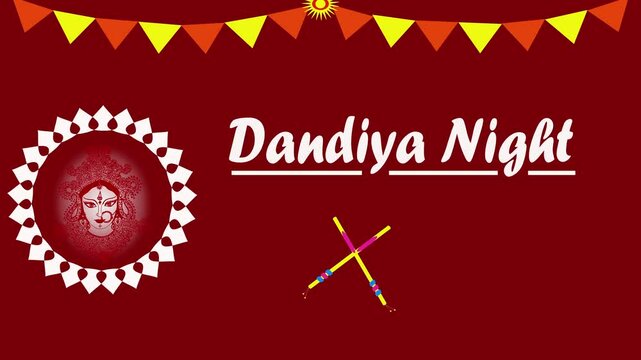 Video animation of Dandiya or Garba Night for Navratri or Dussehra festival of India. Happy Navratri