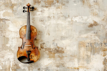 Elegant violin resting against an abstract textured background for artistic expression