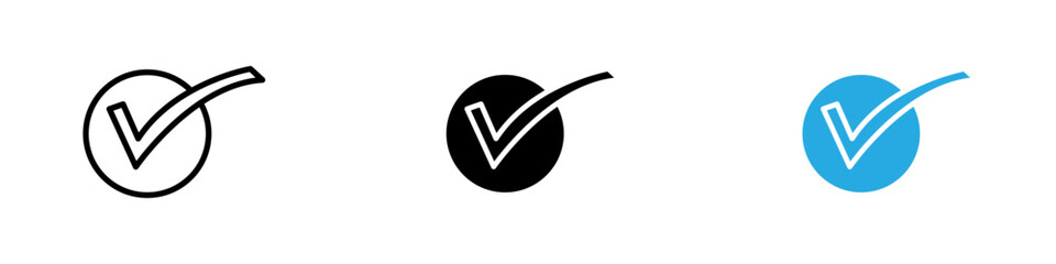 Check mark icon thin line illustration