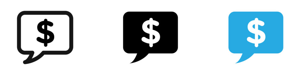 Comment dollar icon thin line illustration