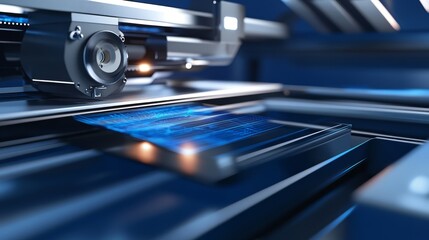 Close-up of advanced technology with a blue glow, showcasing innovation and precision in a modern digital workspace.