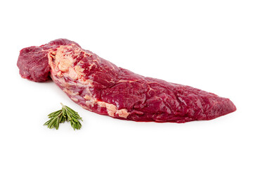 Meat steak, piece of fresh meat, beef, raw meat on white background, isolated