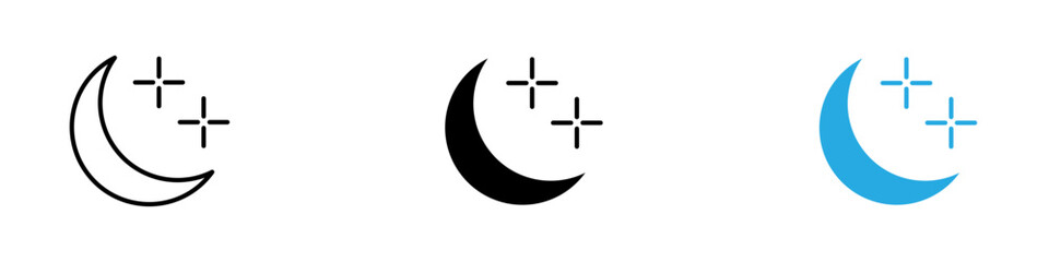 Moon stars icon thin line illustration