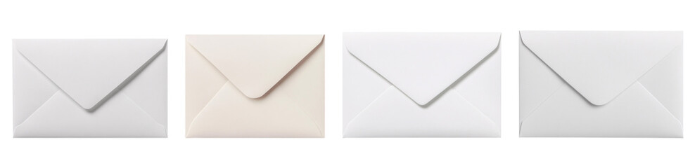 Set of elegant envelopes in varying shades of white and cream, perfect for formal invitations.