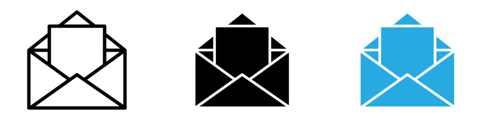 Open envelope icon thin line illustration