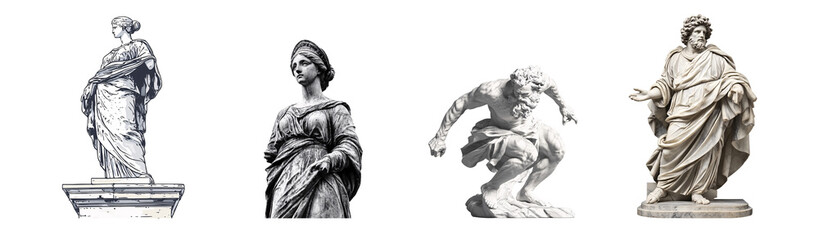 Obraz premium Various classic marble sculptures depicting historical figures in intricate detail.