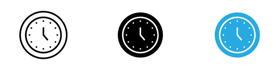 Time clock icon thin line illustration