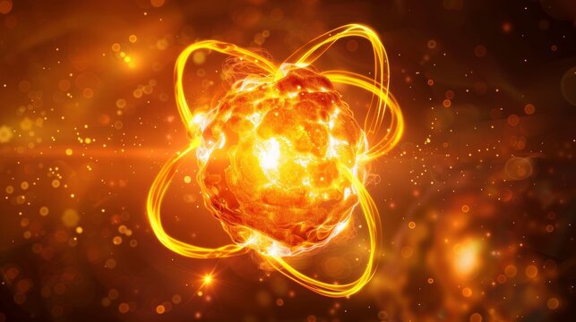 Atomic structure visualization  electrons orbiting nucleus in quantum mechanics concepts