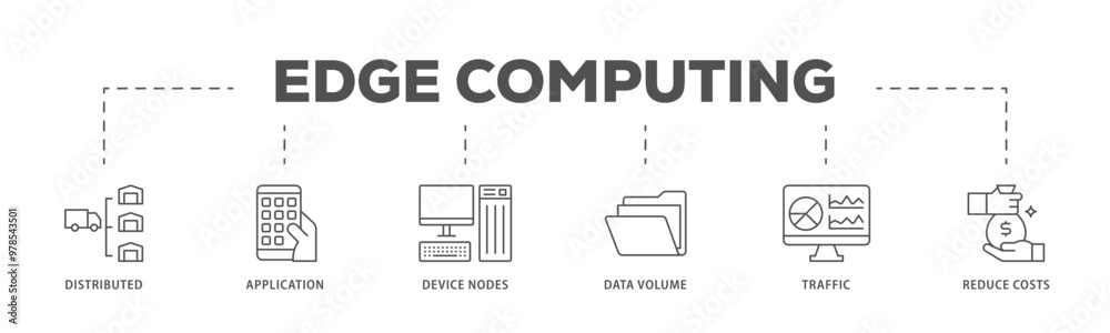 Aufkleber edge computing infographic icon flow process which consists of distributed computing, application, d