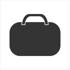 Minimalistic black silhouette of a suitcase icon, representing business travel, packing, and organization. Ideal for travel-related designs and applications.