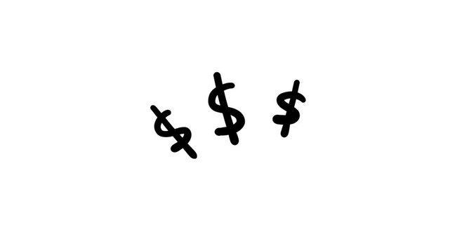dollar sign animation on white background