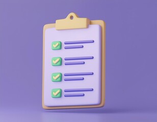 3D checklist with all items checked, 3D illustration