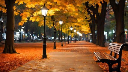 Naklejka premium park with autumn