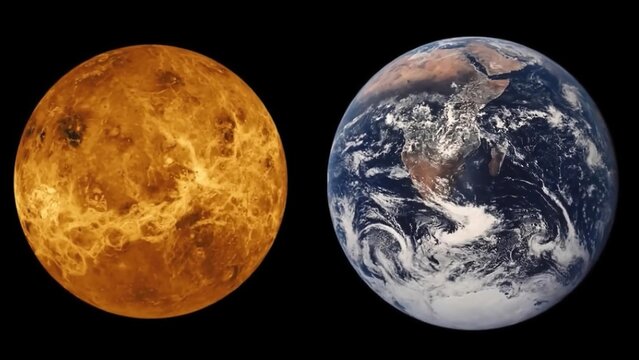 Image comparing the sizes of Venus and Earth.