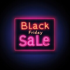 Vibrant neon sign promoting a Black Friday sale, perfect for advertising and marketing material.