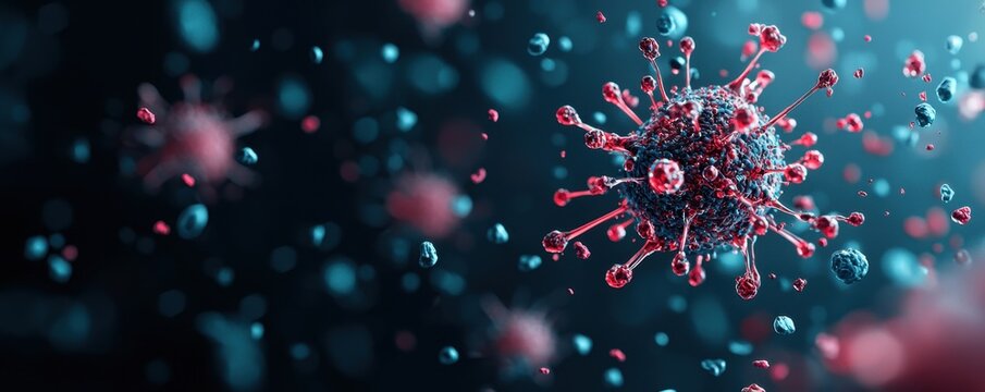 A detailed illustration of a virus, showcasing vibrant colors and intricate shapes, emphasizing its importance in health and science.