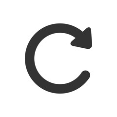 A circular arrow icon or silhouette.Simple black circular arrow indicating refresh action commonly used in user interfaces for easy navigation and content updating.