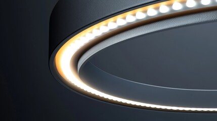 Naklejka premium A modern circular ceiling light fixture showcasing sleek design and warm illumination, perfect for contemporary interiors.