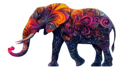 Obraz premium Colorful Abstract Elephant Art Composition With Swirls