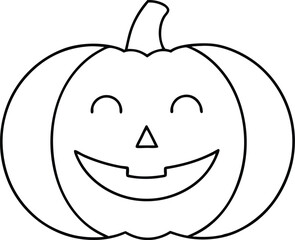 Happy Face Carved Pumpkin Vector Art for Kids Coloring Book
