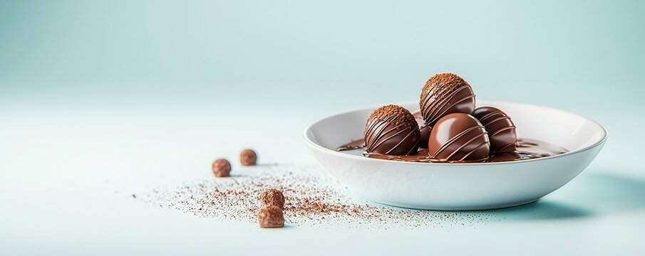 Delicious chocolate truffles arranged beautifully on a plate, perfect for dessert lovers and food enthusiasts.