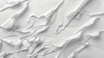 Obraz premium Discover the unique beauty of crumpled white paper, showcasing sharp folds against a sleek background for a clean design appeal.