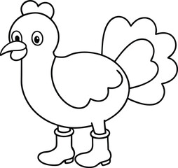 Cute Turkey Vector Illustration for Kids Crafts and Coloring Pages
