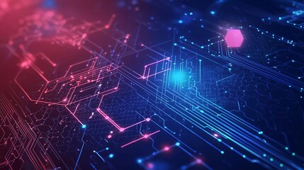 Fototapeta premium Digital poster templates. Technology or science design. Nice vector banner design with hexagons and circuit board abstract background