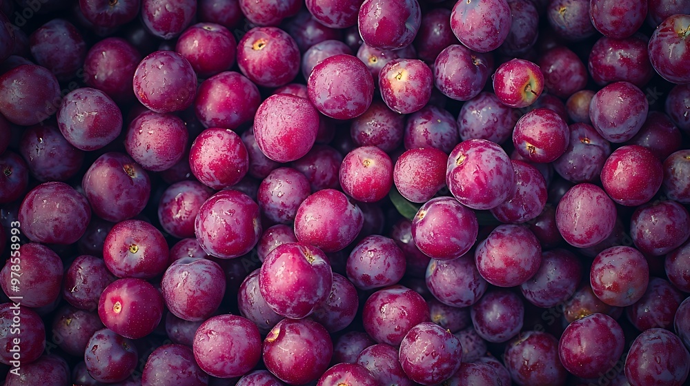 Poster background of many plums above view : generative ai