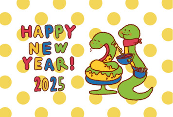 ヘアサロン年賀状　巳年　ドットデザイン