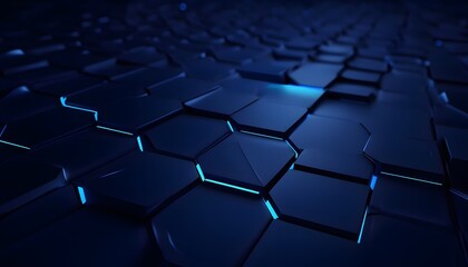 Obraz premium Futuristic 3D Honeycomb with Neon Blue Highlights 2 abstract 
