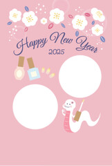 ネイルサロン　巳年　フォトフレーム年賀状