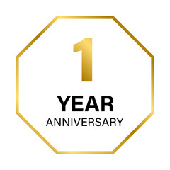 1 year anniversary gold icon vector for graphic design, logo, website, social media, mobile app, UI illustration