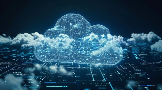 Cloud integration and data synchronization  visualizing digital clouds and data streams