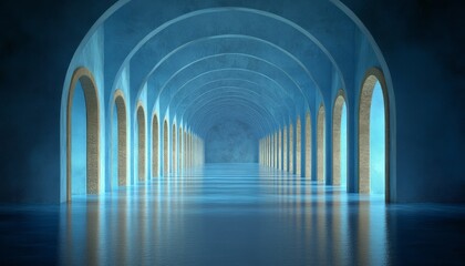 A Water-Filled Hallway With Repeating Arched Openings