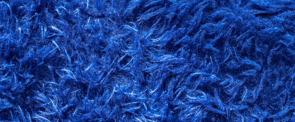 blue texture fur carpet mattress floor. fluff on the blue carpet	