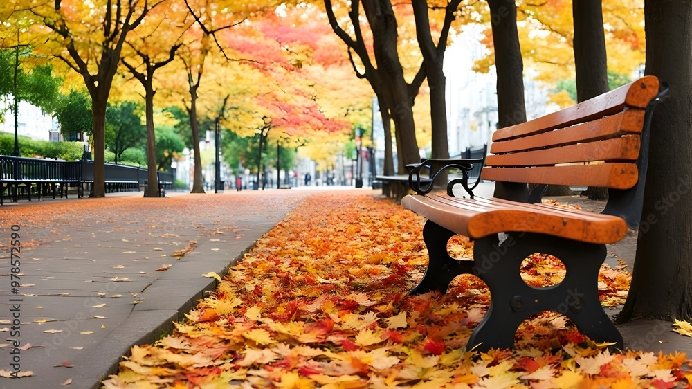 Wall mural park with autumn