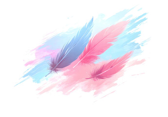 Obraz premium Delicate Abstract Feather with a Soft Gradient of Pink and Blue Pastel Tones