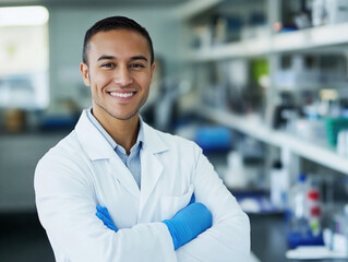Confident Indian Male Scientist in Modern Laboratory
