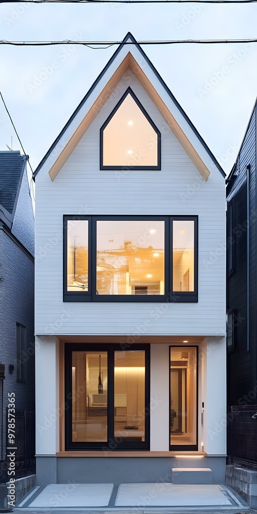 Canvas Prints modern japanese home exterior with triangular window