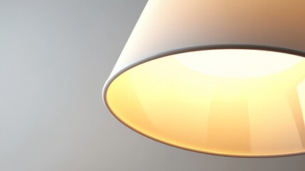 Elegant lamp shade illuminating a modern space with soft, warm light against a clean background.