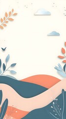 Obraz premium Abstract Landscape with Blue and Orange Leaves