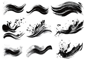Fototapeta premium Minimalist Abstract Brush Strokes and Color Splashes in Black, Coral, and Beige